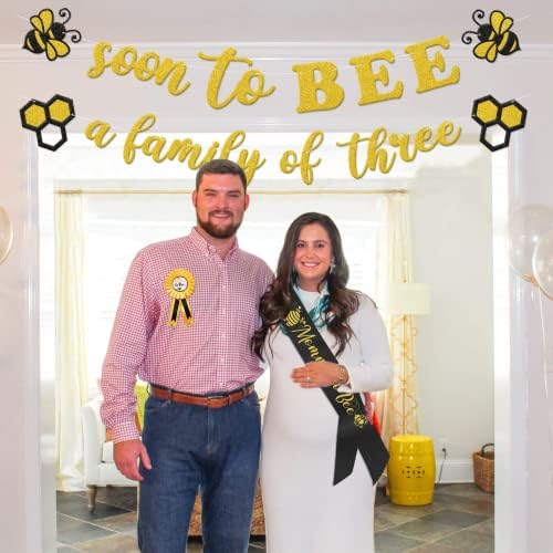 Bumble Bee Baby Shower Decoration Set, em breve, para abater uma família de três banneras mãe para