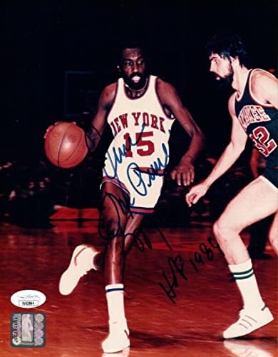 Earl Monroe assinou a foto autografada 8x10 The Pearl NY Knicks JSA VV63864 - Fotos autografadas da NBA