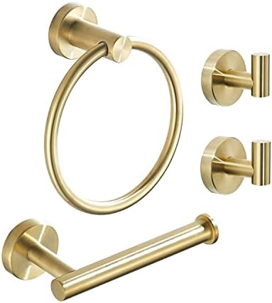 Conjunto de hardware do banheiro de ouro WEIKO, anel de toalheiro de papel higiênico de ouro escovado e acessórios