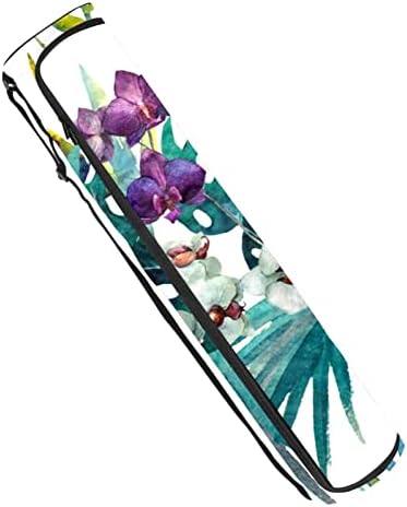 Saco de tapete de ioga ratgdn, orquídea folhas de hibiscus Exercício portador de ioga transportadora de tapete