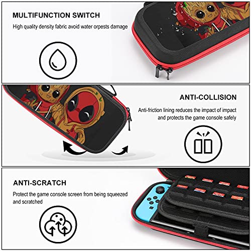 Groot Red Movie Bag, Switch Travel Transporting Case para Switch Lite Console e acessórios, bolsas de armazenamento de organizador de cobertura protetora com 10 cartões de jogo bolso