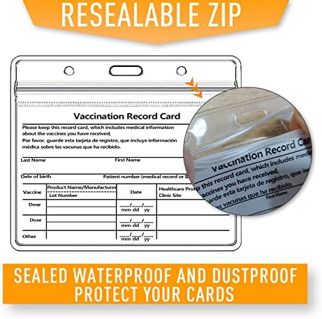 Protetor de carteira de vacinação à prova d'água, 5 Pacote de identificação de plástico para cartão