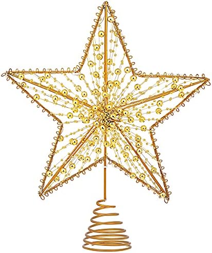 Decoração de estrela de árvore de Natal de Nuobester, árvore de Natal Topper Star Metal Holas Xmas Star