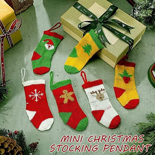 6 peças Mini meias de Natal 2 x 5 polegadas Calmas de Natal penduradas Ornamentos de meia rena
