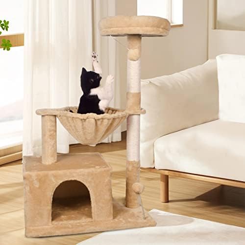 Torre de árvore de gatos de 38 para gatos internos Condomínio aconchegante de gato com postagem de arranhões e