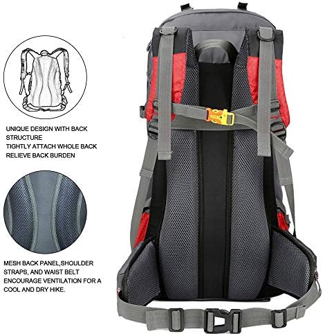 BSEASH 60L Backpack de caminhada leve à prova d'água com capa de chuva, mochila esportiva ao ar livre