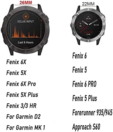Dfamin 22 26mm Silicone Watch Band Easy Quick Fit Strap para Garmin Fenix ​​7 7x/3HR/Fenix ​​5x/Fenix