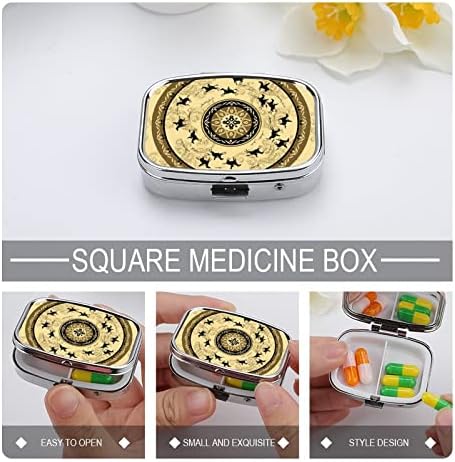 Caixa de comprimido quadrado Caixa de compasso redonda Caixa de metal da caixa de medicamentos Organizador de