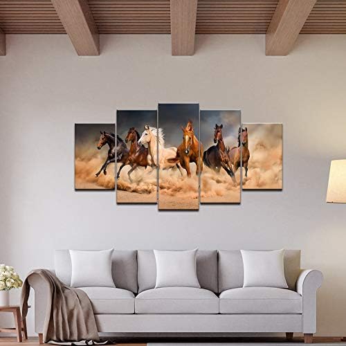 Levvarts - Grande pintura de 5 peças Pintura de cavalo correndo Arte de parede de parede impressão