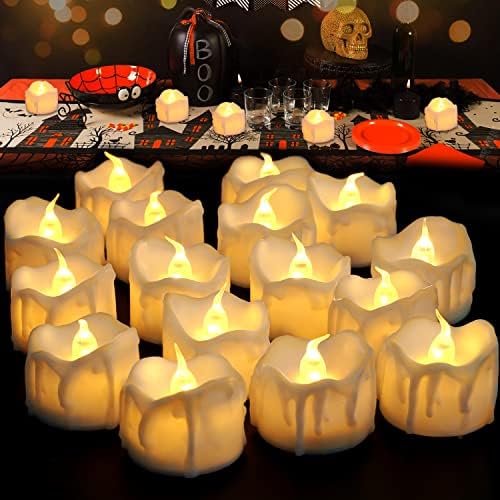 Decoração de velas de Halloween de Shymery, 24 Pack Packless Flickering Battery Operou LED Tea Light Velas,