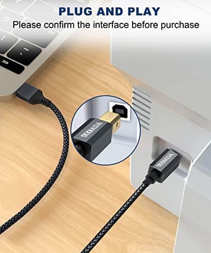 AKOADA USB 2.0 CABO DE IMPRESSORA 15 pés, USB Tipo A Male a B Male Printer Scanner Cord de alta velocidade Compatível