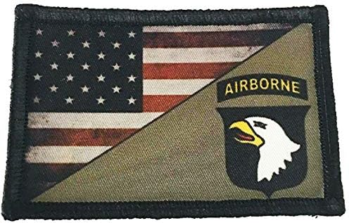 Full Color 101st Airborne Screaming Eagles USA Flag Morale Patch. 2x3 gancho e loop feitos nos EUA