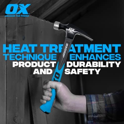 Ferramentas OX trocam martelo de garra reto de 20 onças | A alça de fibra de vidro reforçada com aderência
