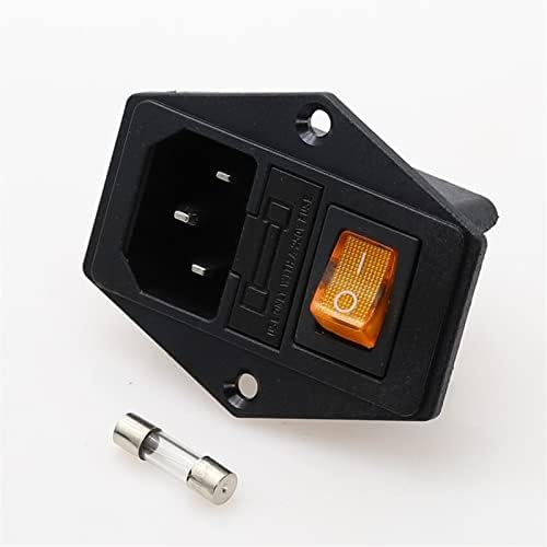 Kawela 1set 10A 250V Plug Rocker Switch Male Power Socket 3 pinos IEC320 C14 Switch Fuse