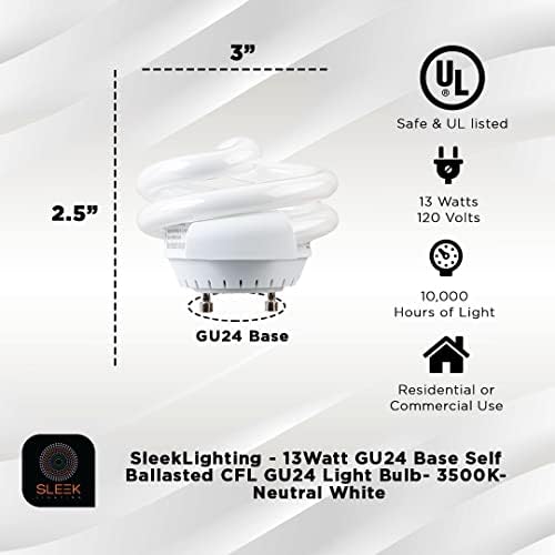 Elegante Luz de Base Base CFL CFL GU24 T2 LUZ BASE 3500K 800LM -UL Aprovado, Fluorescente Compacto