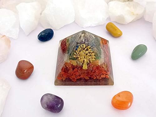 Sharvgun Flower of Life Crystal Quartz Stone Orgonita Pirâmide Cura Cristal 65-75mm Exg