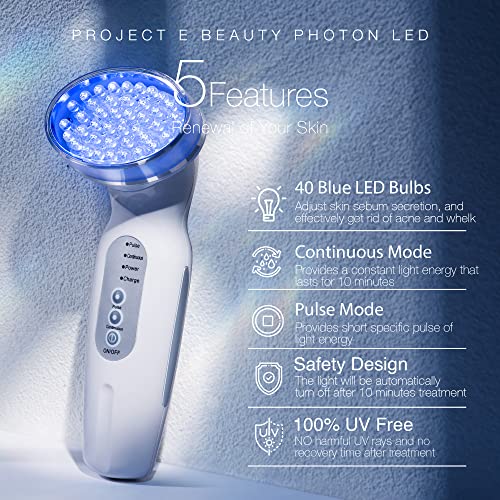 LED azul+ terapia com luz acne pelo Projeto E Beauty | Skincare anti-acne | Reduza manchas escuras