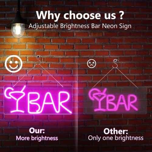 Lureshine Pink Neon Bar Sign com interruptor mais escuro, barra de barra de barra de barra
