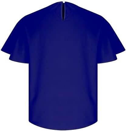 Camiseta elegante de chiffon para mulheres Crewneck Bloups Ruched Color Solid Color Ruffled Shirts camisetas