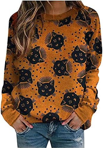 Zefotim feminino plus size sweater de halloween camisetas gráficas sexy sweethirts de manga longa