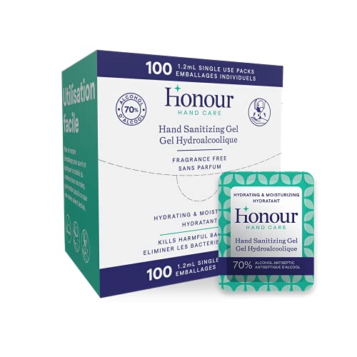 Honor Hand Care Sinitizer Gel, 100 pacotes de uso único embrulhado individualmente, tamanho da viagem para uso