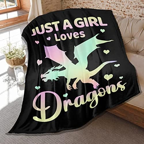 Just Girl Who Loves Dragons Cobertores de Flanela de Pet Soft Pet Flanel Throw Fuzzy Plush Colts For Kids Small