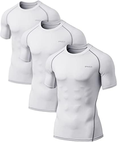 TSLA 1 ou 3 Pack Men UPF 50+ Quick Dry Short Slave Compression Camisetas, camisa de treino atlético,