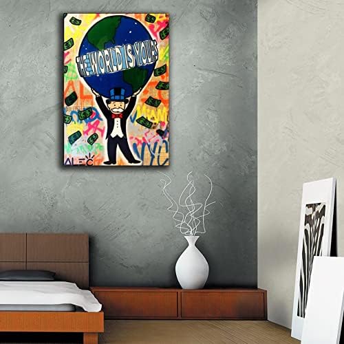 CJQ ALEC-MONOPOLYS O mundo é seu pôster Decorativo Pintura de lona Arte da parede Posters da