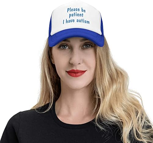 Trucker Hat Blue, por favor seja paciente, eu tenho autismo boné de beisebol ao ar livre chapéus para homens e