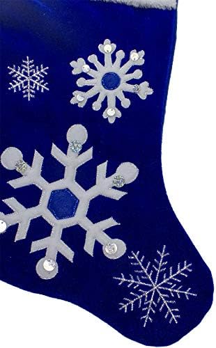 Northlight Velveteen Bordoused Christmas Stocking, azul