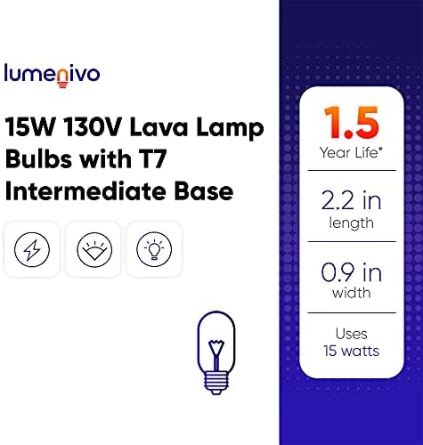 Lâmpadas de lava lâmpadas 15 watts 130V T7 Substituição de base intermediária para lâmpada de 120V 15W