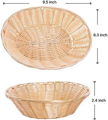 Merkaunis 24 Pacote de plástico cesta oval de 9,5 polegadas de pão de armazenamento de alimentos para cestas
