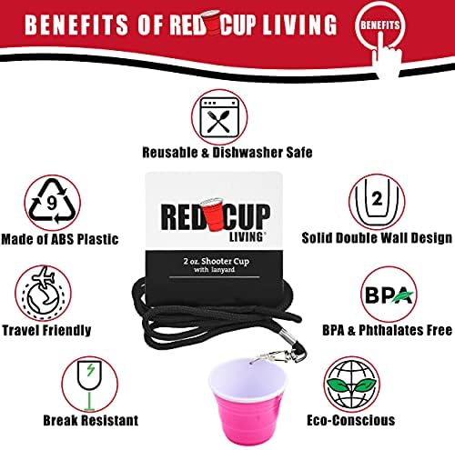 Red Cup Living 2 oz. Copo de atirador | Copos de festa, mini xícaras de tiro rosa | Forte e resistente | Tamanho