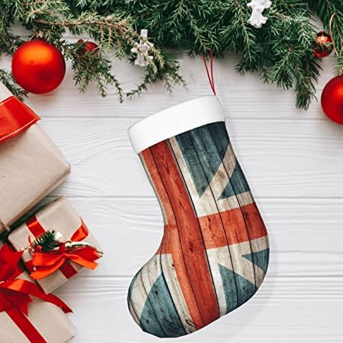 Aunstern Christmas meias da Inglaterra Bandeira velha lareira de madeira dupla face pendurada meias penduradas