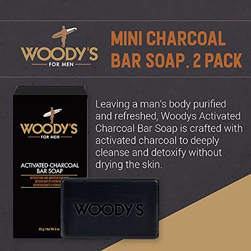 Sabão de barra de carvão ativado de Woody para homens, purifica e remove sujeira e óleos, para todos os tipos de