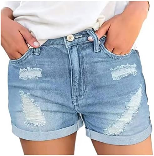 Shorts jeans rasgados femininos verão mid asce