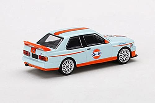 M3 E30 10 '' Óleo Gulf Blue Light com listras laranja 1/64 Modelo Diecast Car por miniaturas de escala True MGT00314,