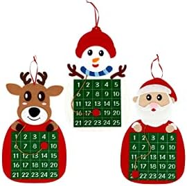 VE Christmas House Holiday Thimed Feel Advent Calendars, Papai Noel, Rena e Snowman 14.75x8.625-in.