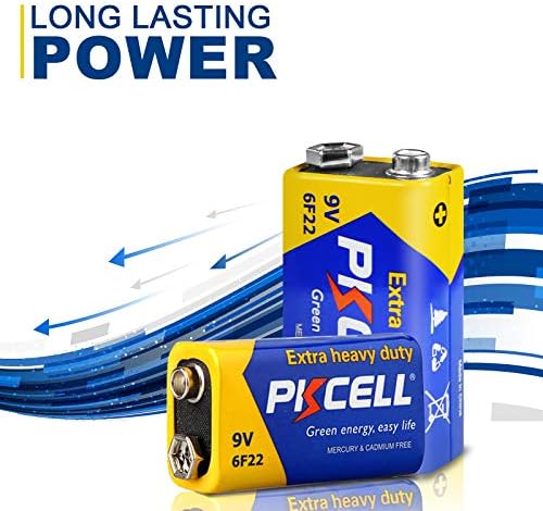 PKCELL 9V Bateria seca-Bateria de zinco de carbono de 9 volts de longa duração, vida útil de 3 anos, bateria