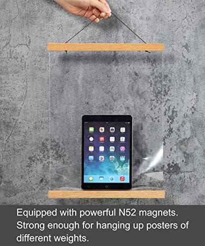 Falamon 2 Pack Magnetic Poster Hanher Frame, estrutura de pôster de ímãs de madeira de teca para