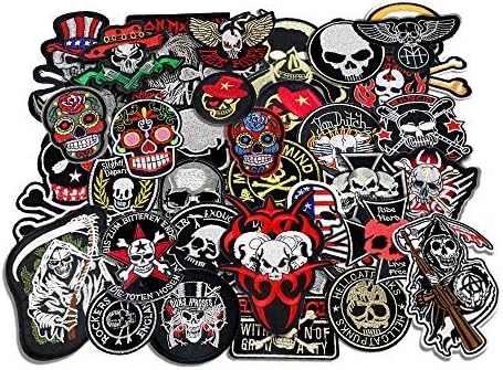24pcs/lote misto 5-12cm Ferro-on-On Patches Bordedes Skull Style Appliques