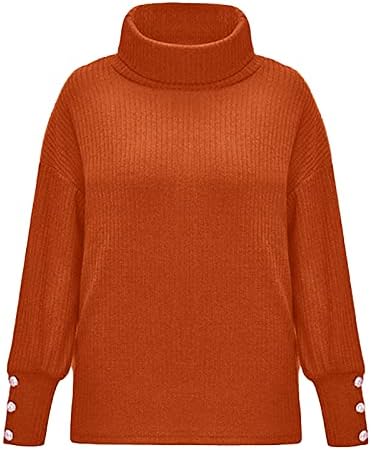 Suéteres femininos pulôver com manga tripla de gola quente colarinho de colarinho de colarinho alto suéter de