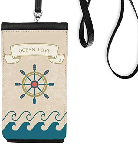 Acela Ocean Love Sea Pattern Padrões de telefonia bolsa de carteira pendurada bolsa móvel bolso preto