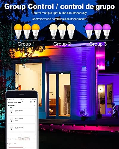 Wixann 9W Lâmpadas Smart Wi-Fi, compatíveis com Alexa e Google Home Assistente Siri Shortcut A19, E26,