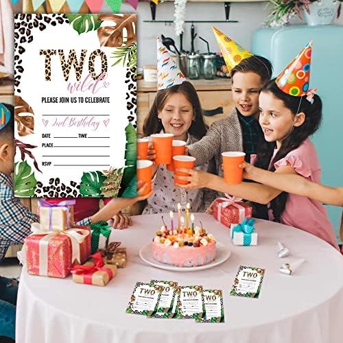 Lefohlon Wild Dois convites de aniversário, 20 cartões de convite com envelopes, convites para crianças de segundo