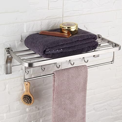 Prateleira de rack de toalha sxnbh com ganchos de barra móvel Acessórios para o banheiro de aço