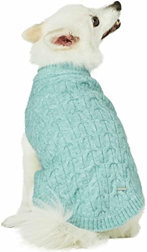 Blueberry PET 2023 Novo clássico suéter de cachorro de algodão de malha texturizada clássica em jade de pecuados, comprimento de volta 10 , pacote de 1 roupa para cães