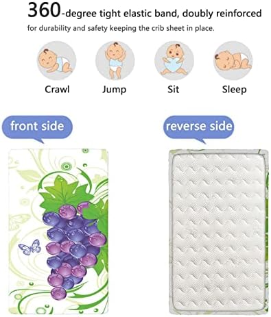 Folhas de mini-berço com temas de videira, lençóis mini-berços portáteis Ultra Soft Material Baby para
