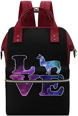 Love Llama Galaxy Backpack Backpack elegante Maternidade Bag Multifuncional Viagem a Água de Viagem ombro Daypack