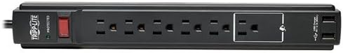 Tripp Lite 6 Outlet Surge Protector Power Faixa de 6 pés 990 Joules Dual Charging USB e seguro de US $ 20k